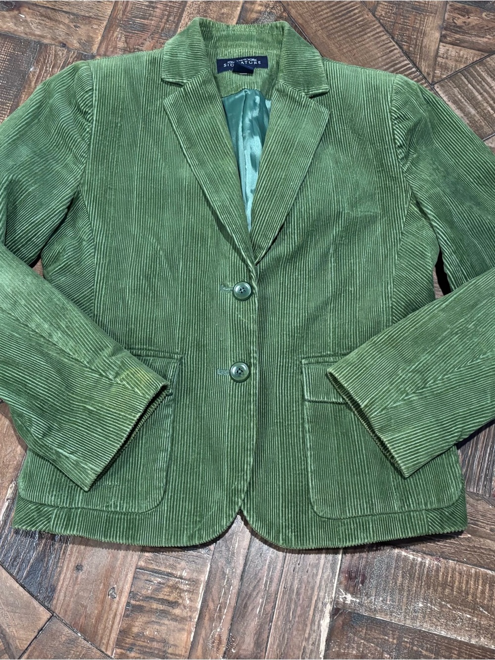 Jones New York Green Corduroy Blazer Size S Petite
